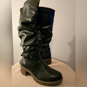 White Mountain Women's Black Burn Smooth Crammers Knee-High Boots Shoe Size 9